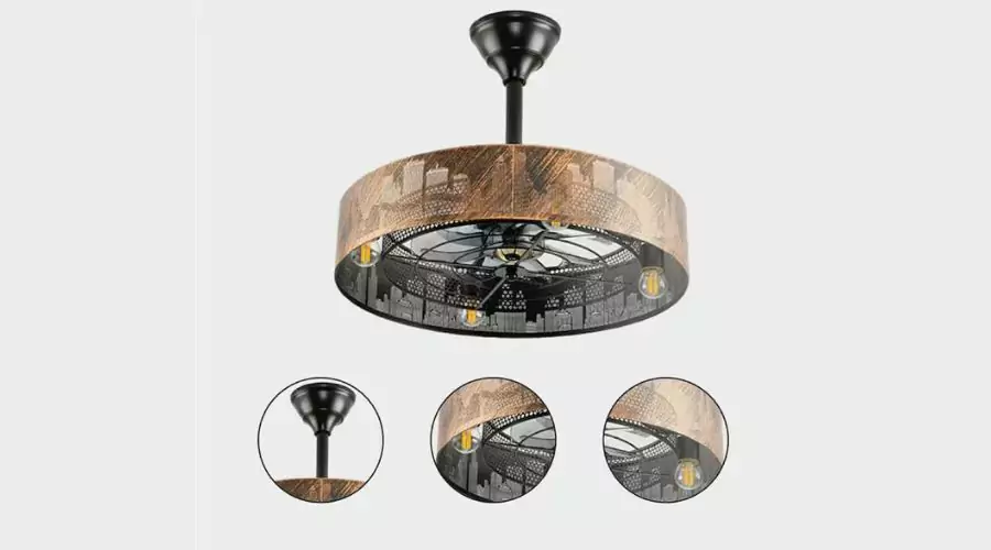 Modern Enclosed Ceiling Fan (Remote and Lights)