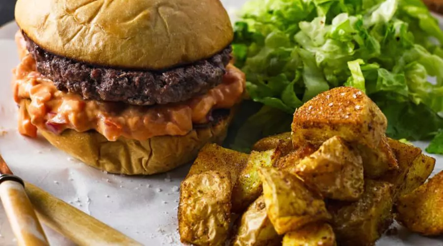 Spiced Lamb Burger With Spicy Potatoes