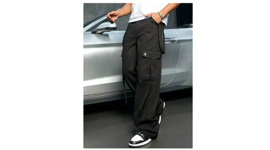 Men's Casual Loose Side Design High Street Large Pocket Cargo Trousers