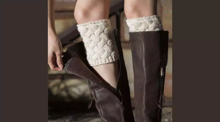 1pair White Handmade Knitted Boot Cuffs