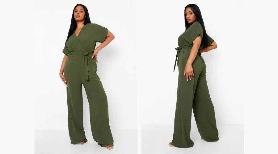 Plus Woven Belted Wide Leg Jumpsuit