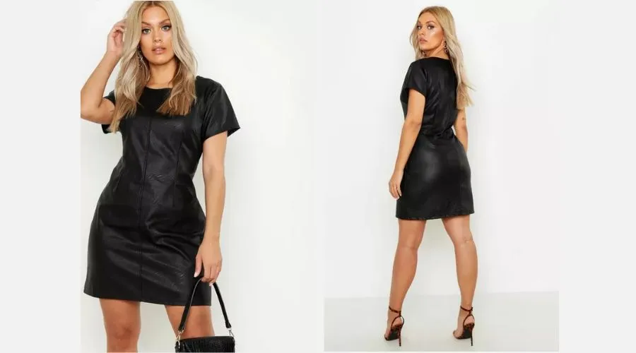 Plus Pu Cap Sleeve Shift Dress