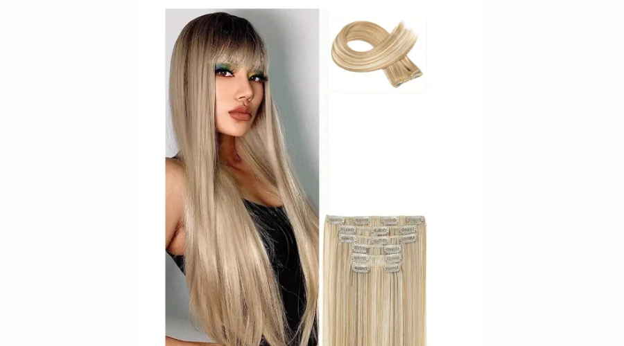 6 Pieces Long Straight Synthetic Hair Extensions