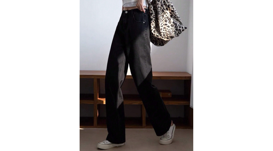 DAZY Solid High Waist Straight Leg Jeans