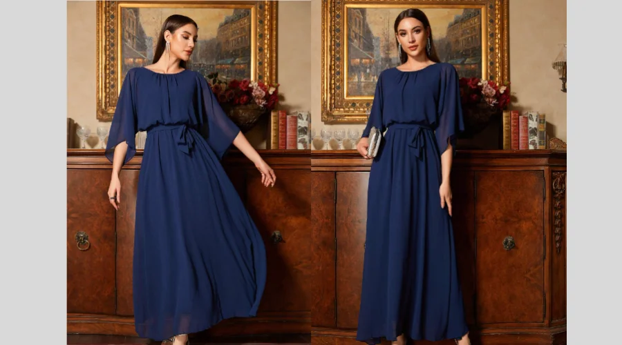 Elegant Light Blue Chiffon Mother of the Bride Dress for Wedding Party