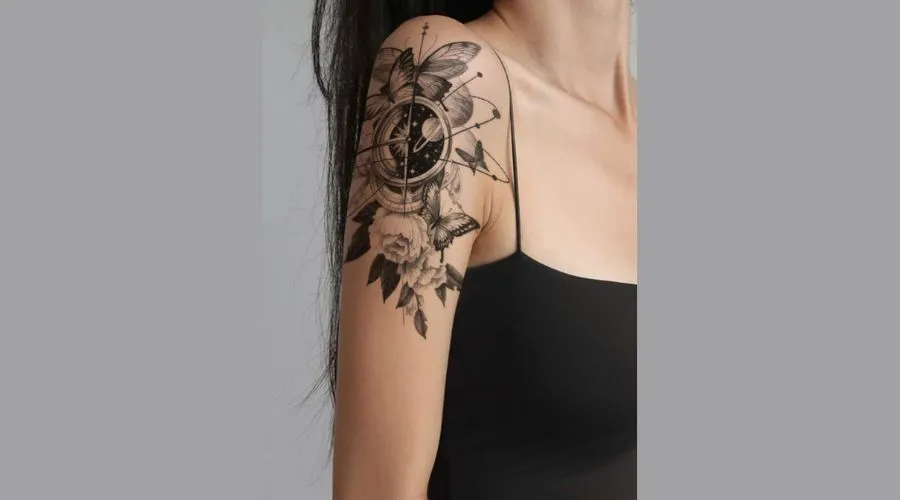 Flower butterfly tattoo 