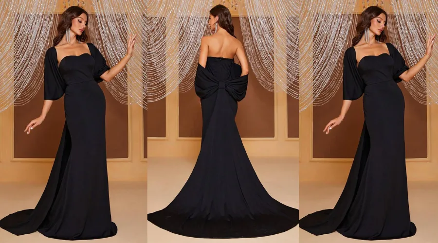 Giffniseti Off Shoulder Twist Back Floor Length Formal Dress