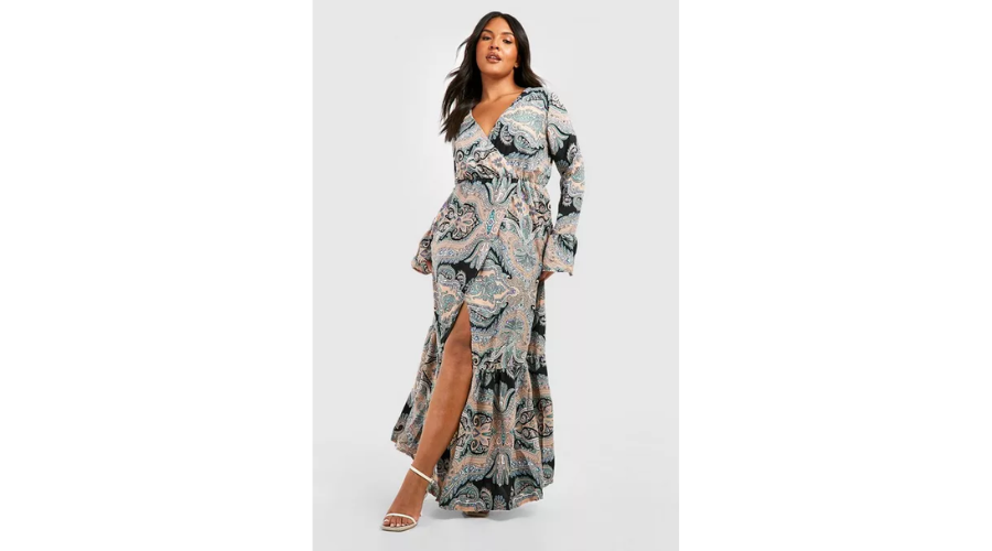 PLUS Paisley Wrap Maxi Dress
