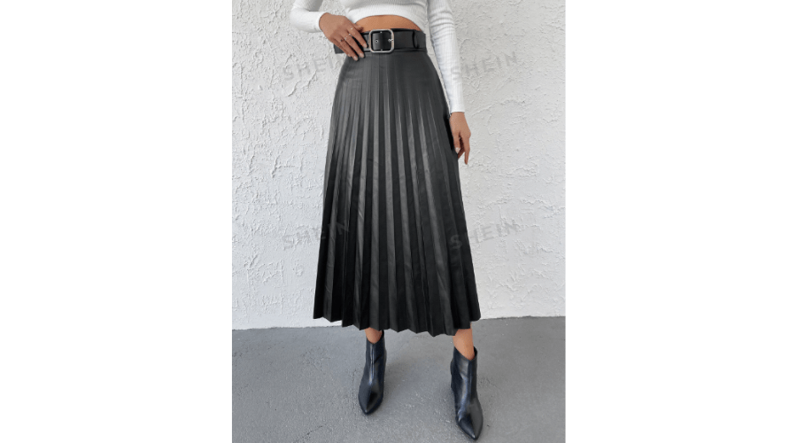 PU pleated skirt (without belt)