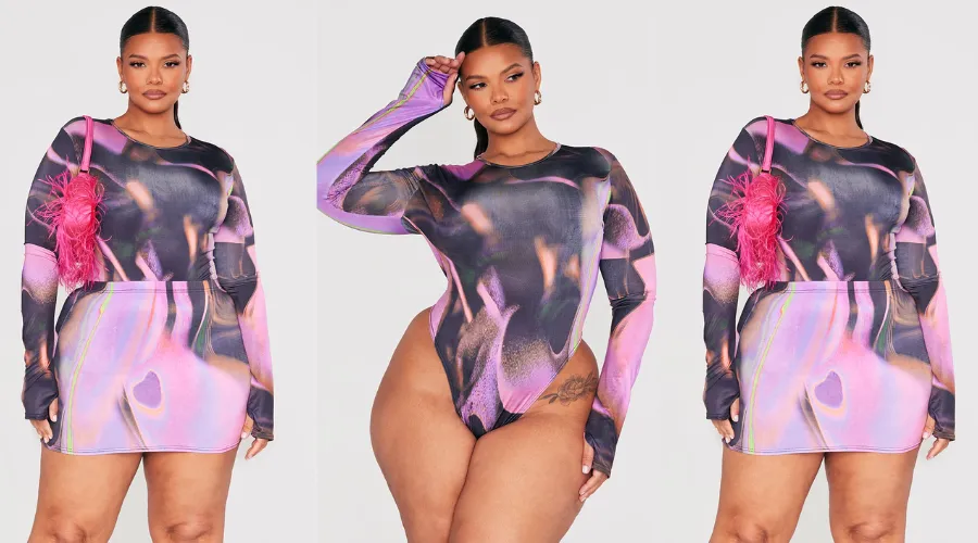 Plus Hot Pink Swirl Print Bodysuit