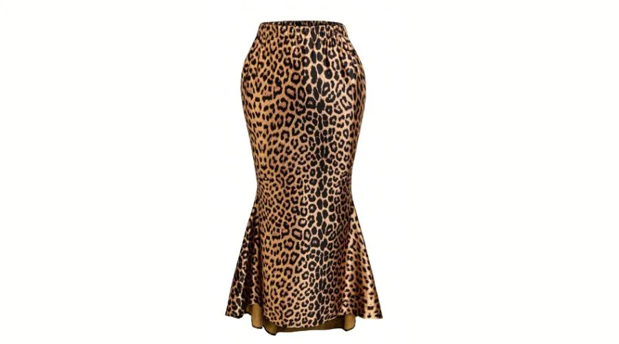 SHEIN Bae plus size maxi skirts hem leopard print
