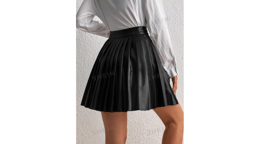 SHEIN Tall High Waist Pleated PU Skirt