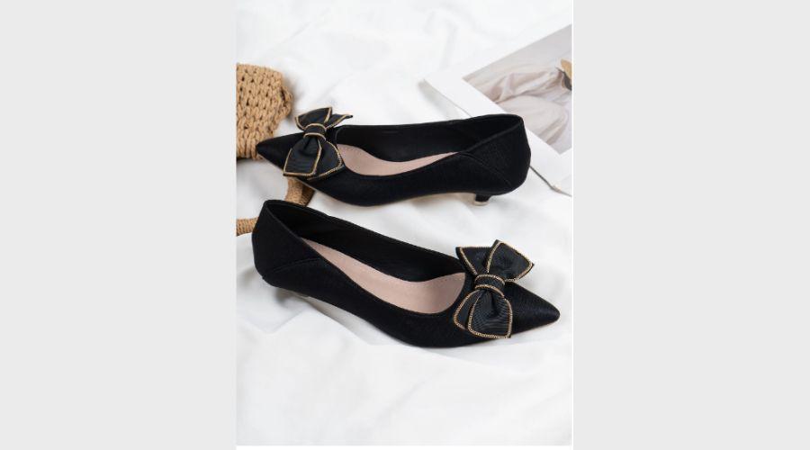 Court Pumps Satin Bow Decor Kitten Heel