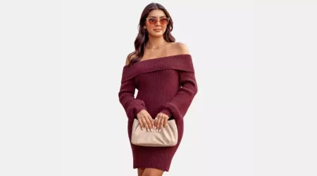 Latest Collection of Figure-Flattering Off-The-Shoulder Sweater Dress