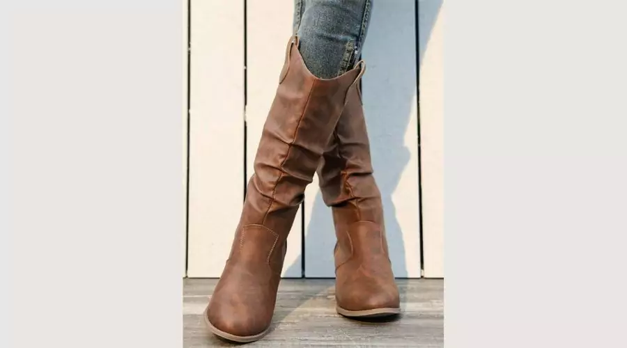 Women’s Foldover High Heel Boots, Knee High Boots, Fashionable and Versatile 