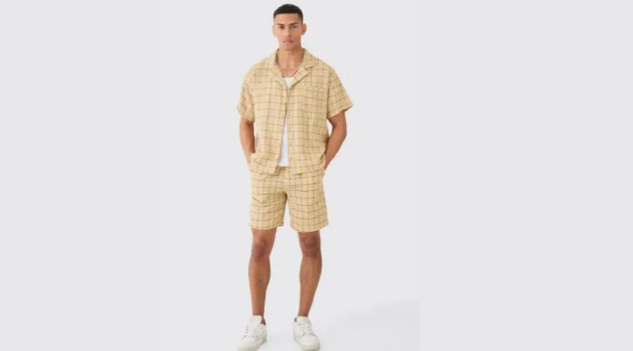 Boxy Textured Grid Check shirt and short