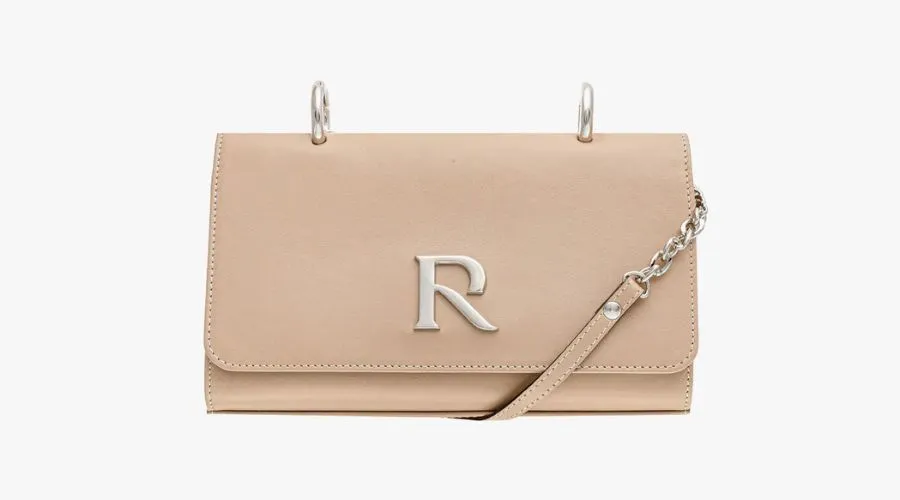 Beige Clutch Bag With A Silver Chain