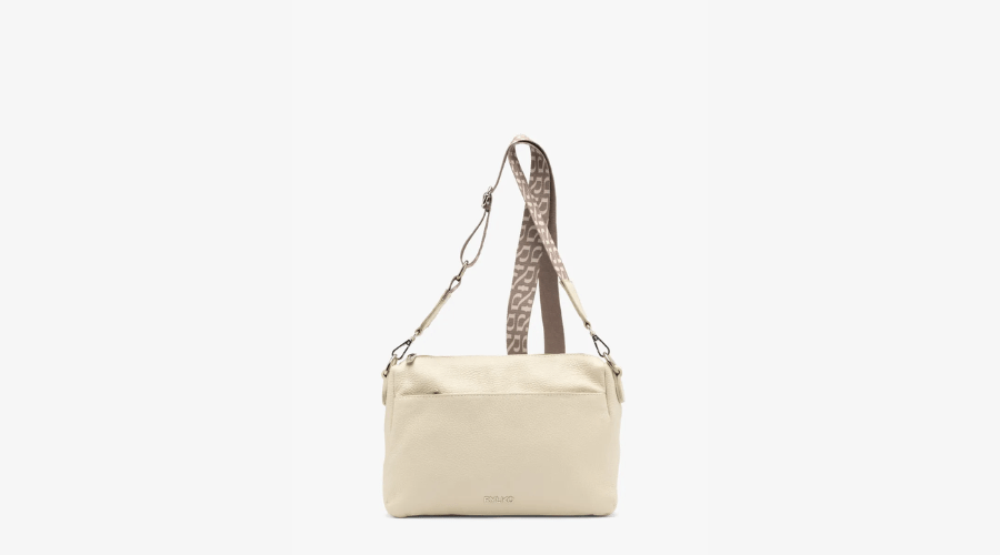 Cream Handbag With a Fabric Strap 