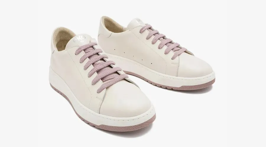 Cream Sports Shoes With Purple Laces