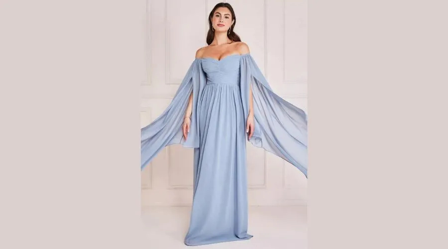 Goddiva Chiffon Off The Shoulder Maxi With Wings