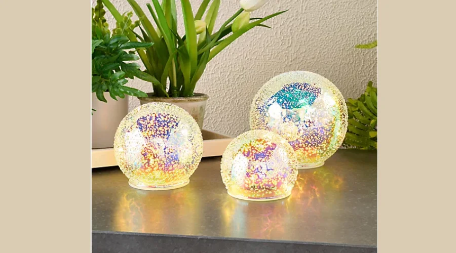 Illuminated Seafoam Glass Spheres by Valerie