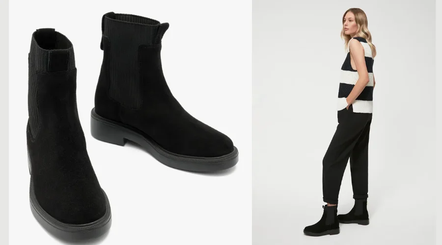 Michalina Black Women's Chelsea Boots With Elastic Rubber