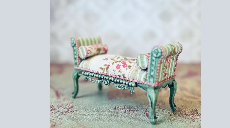 Miniature Green Settee French Provincial Shabby