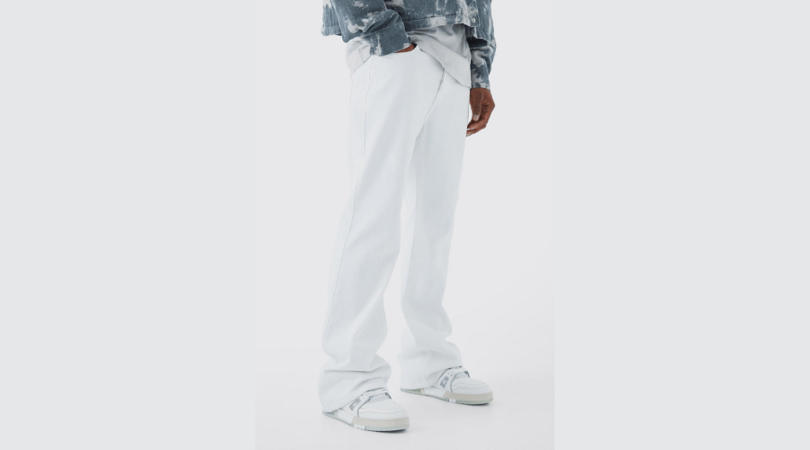Relaxed Rigid Net Overlayed Men’s white Jeans