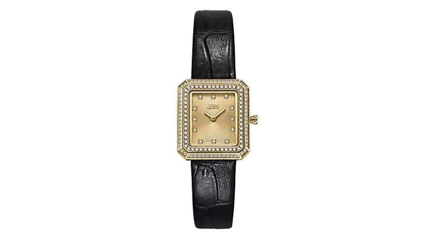 JBW Women's Arc Diamond Accent White Leather Strap Watch