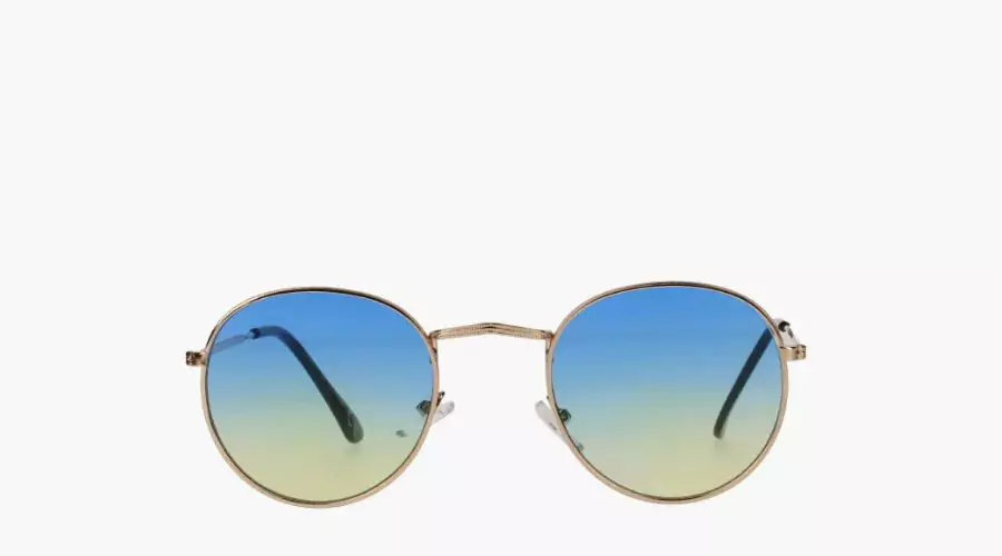 Two-Tone Round Frame Sunglasses
