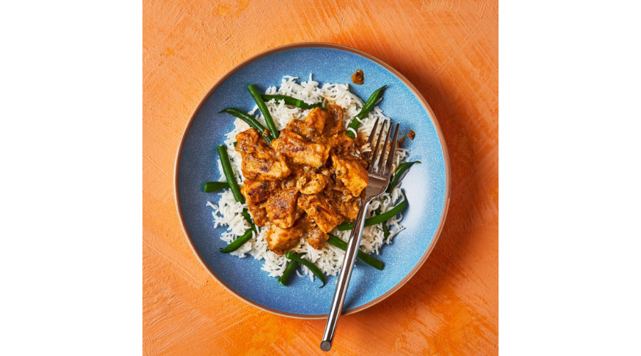 Indonesian-Style Chicken Thigh Rendang With Fresh Green Bean Rice