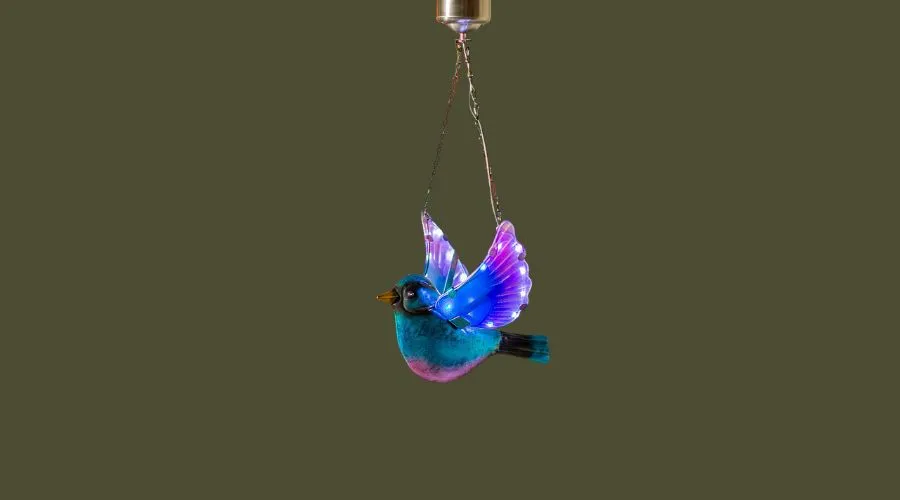 Plow & Hearth Solar Illuminated Hanging Glass Bird