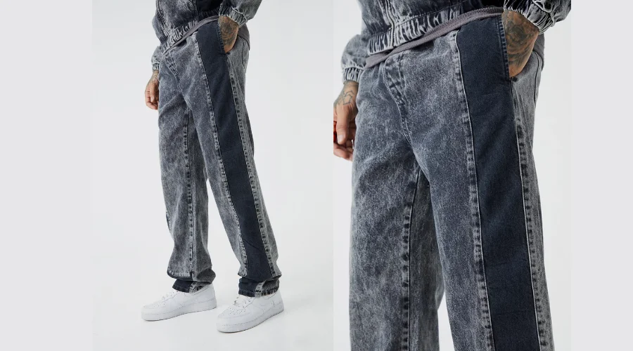 Tall Relaxed Fit Acid Wash Denim Joggers