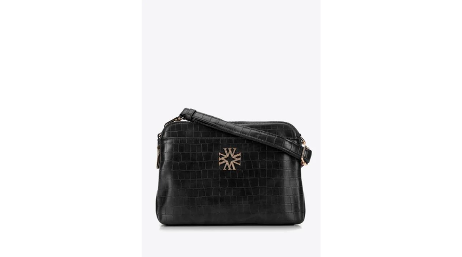 Women's Black Colour messenger bag made of Croco eco-leather | Feedhour