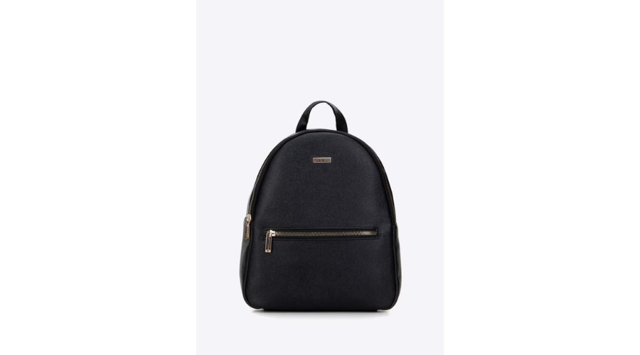 Women's rounded black eco-leather backpack | Feedhour