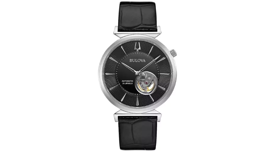 Bulova Men's Automatic Black Leather Strap Watch