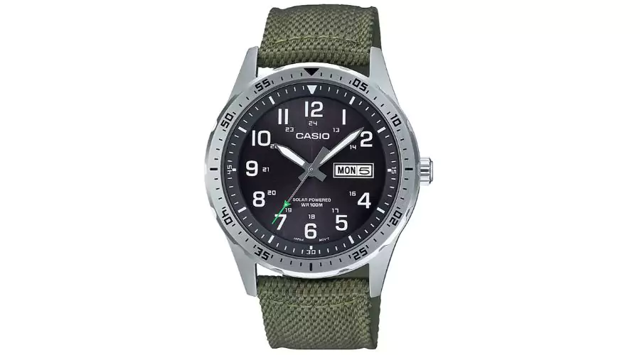 Casio Men's Solar-Powered Green Nylon Strap Watch