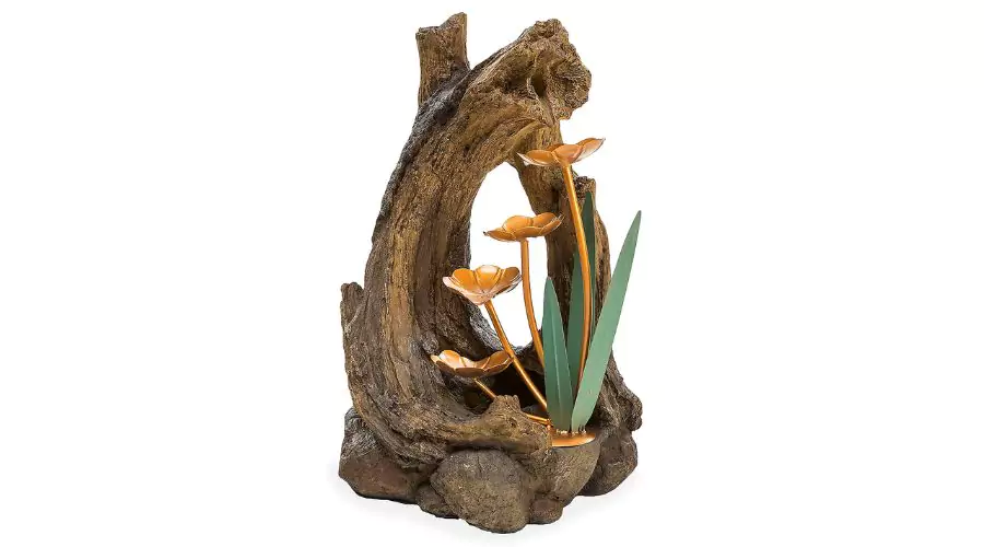 Evergreen Indoor/Outdoor Woodland Stump Fountain Lily Pads