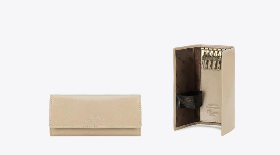 Beige long leather case for keys | Feedhour