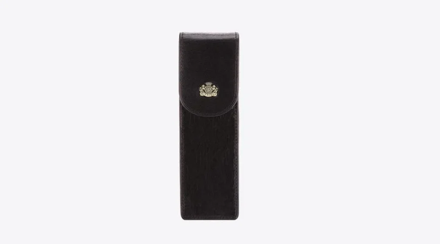Black grain leather pen case