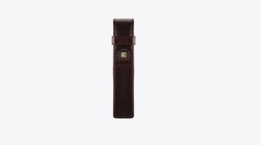 Brown leather slip-on pen case