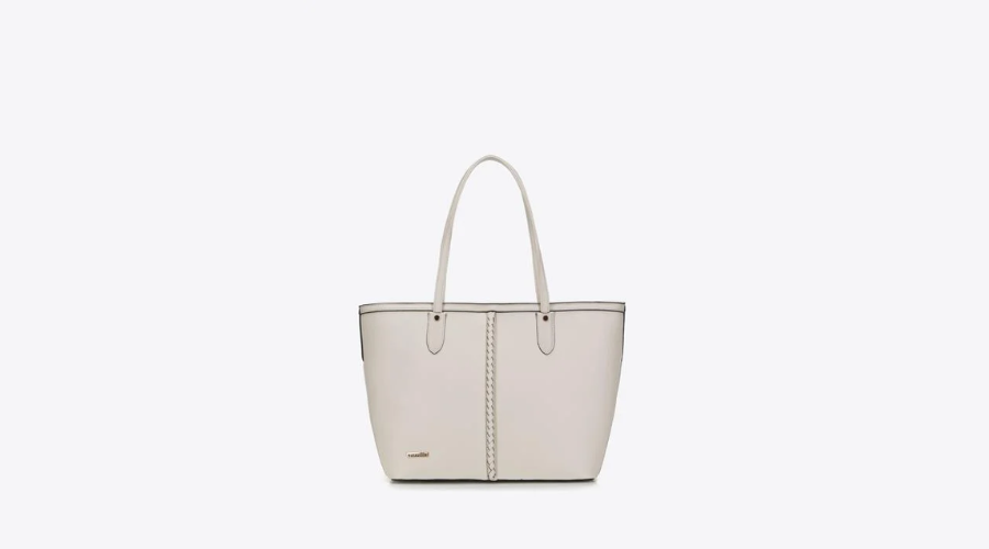 Eco-Leather Shopper Bag with a Convex Ecru Braid | Feedhour