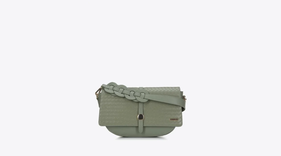 Half-Moon Bag with a Grey-Green Braid | Feedhour