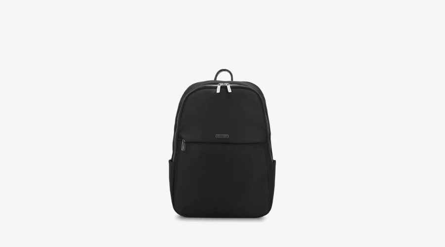 Laptop Backpack with silver zipper in black | Feedhour