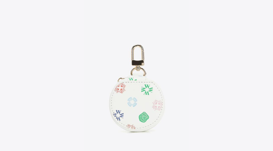 Off-white leather keychain with case | Feedhour