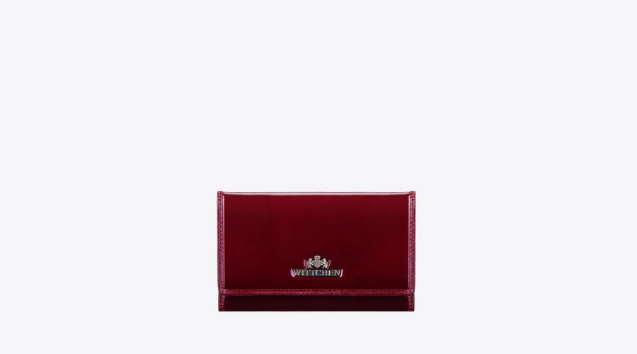 Wallet made of patent leather in burgundy colour