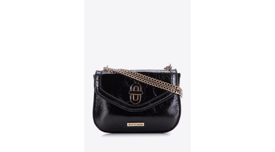 Women’s Black Shiny Mini Messenger Bag | Feedhour