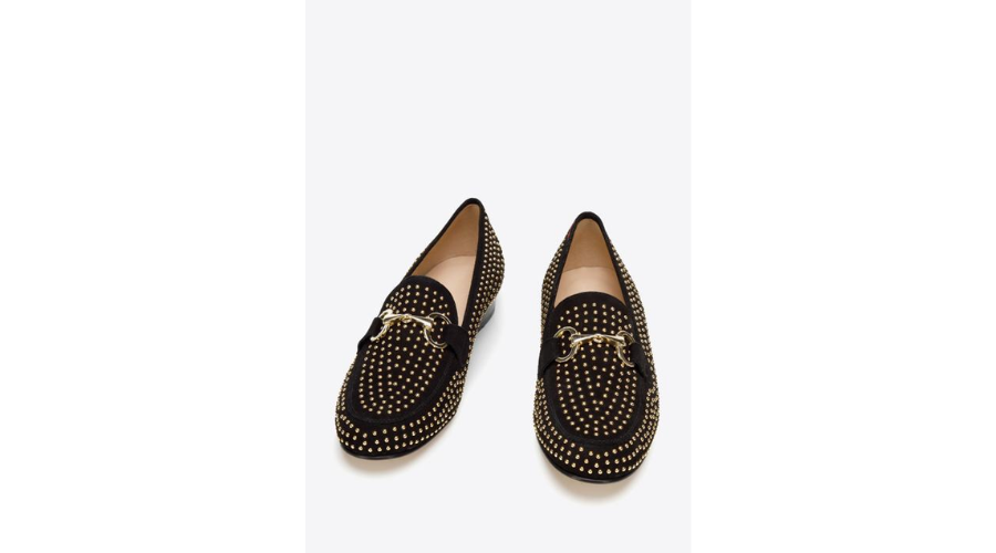 Women’s Black Suede Moccasins with Rivets | Feedhour