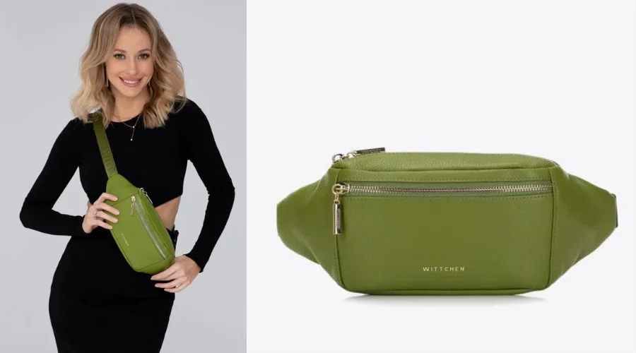 Women’s Simple Green Leather Waist Bag