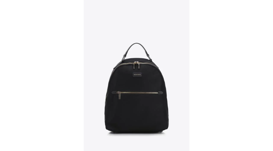 Women's black coloured straight nylon backpack | Feedhour